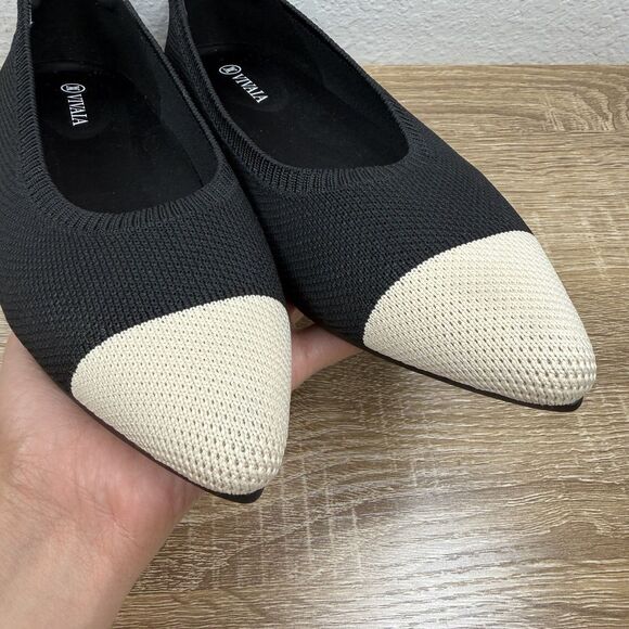 Vivaia Pointed-Toe Ballet Flats Aria 5° SIZE EU 39 | US 8 Black Cream Comfort - Picture 12 of 13